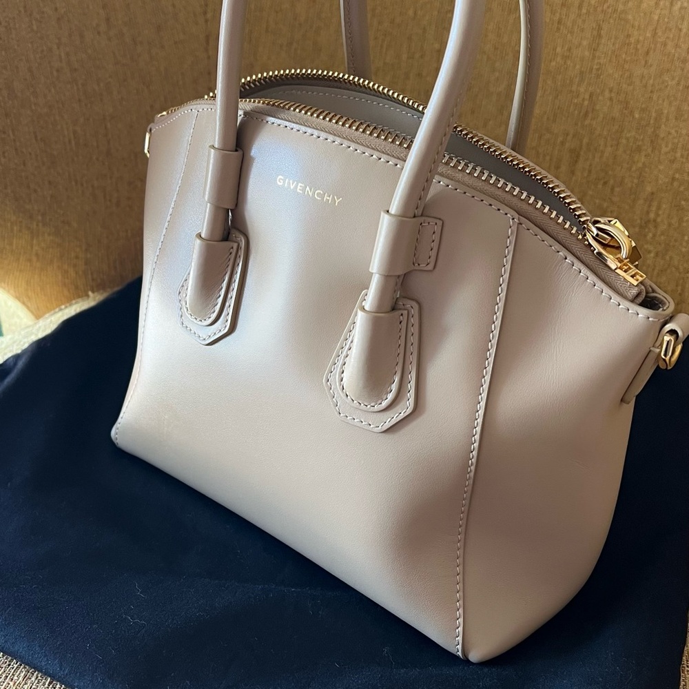 Givenchy Nude Beige Leather Satchel with Gold Hardware